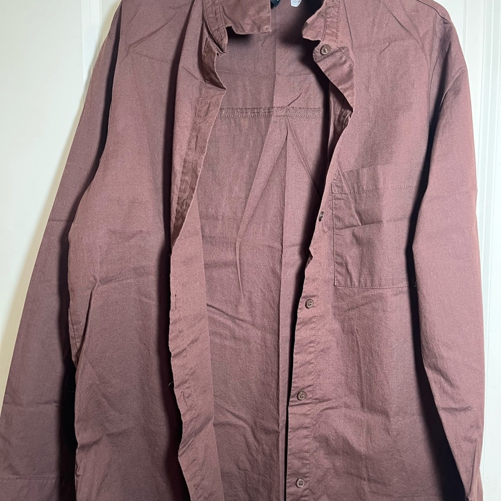 H&M Button-Front Shirt in Brown